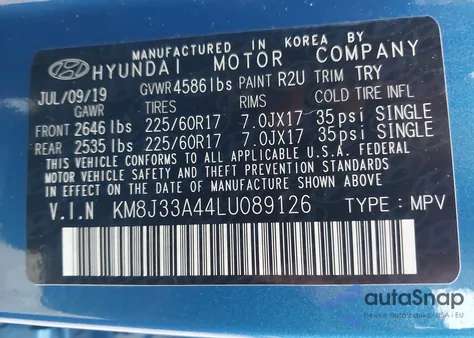 2020 Hyundai Tucson Value from USA, damaged, VIN KM8J33A44LU089126